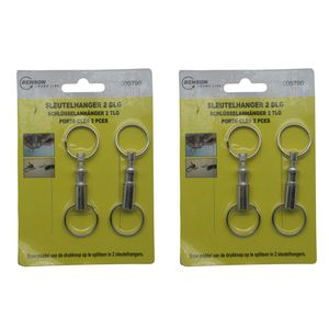 4x Sleutelhangers / key snaps metaal zilver met sleutelringen