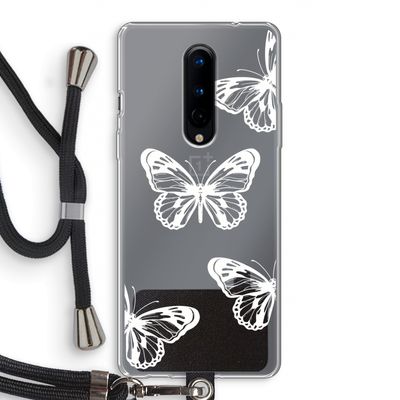 White butterfly: OnePlus 8 Transparant Hoesje met koord