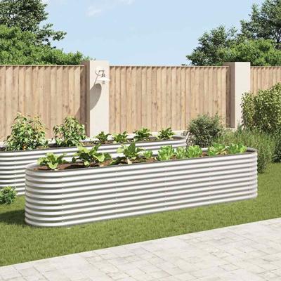 Plantenbak verhoogd 400x80x81 cm gegalvaniseerd staal zilver