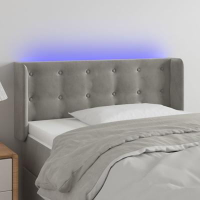Hoofdbord LED 83x16x78/88 cm fluweel lichtgrijs