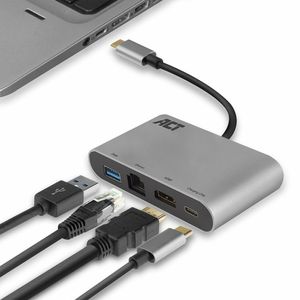 ACT Connectivity USB-C naar HDMI multiport adapter met ethernet en USB hub adapter