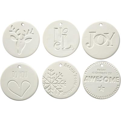Creativ Company Ornamenten om te hangen, afm 7x7 cm, dikte 0,6 cm, wit, 24 stuk/ 1 doos