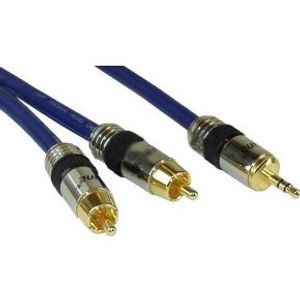 InLine 0.5m 2x RCA/3.5mm Premium audio kabel 0,5 m Blauw