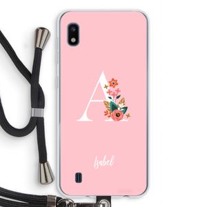Pink Bouquet: Samsung Galaxy A10 Transparant Hoesje met koord