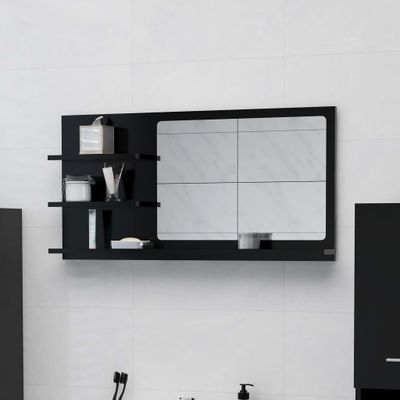 VidaXL Badkamerspiegel 90x10,5x45 cm bewerkt hout zwart