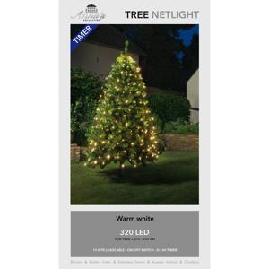 Kerstboom lichtnet - 320 led lampjes - warm wit - 250 cm - timer - netverlichting