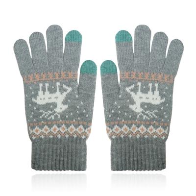 LGT JWLS Winterse Dameshandschoenen - Grijs Wit met Rendier