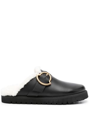 Moncler mules Bell en cuir - Noir