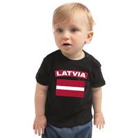 Latvia t-shirt met vlag Letland zwart voor babys - thumbnail