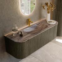 Badmeubel Mondiaz Kurve-Dlux | 140 cm | Meubelkleur Shadow | Wastafelkleur Sombra | Solid surface | Wasbak midden spoelbak | 1 kraangat
