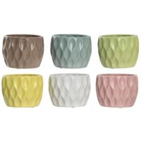 Grondlegger Home ESPRIT Geel Wit Groen Roze Dolomite Ruiten 12 x 12 x 10 cm (6 Stuks)