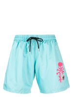 Philipp Plein short de bain à logo imprimé - Bleu