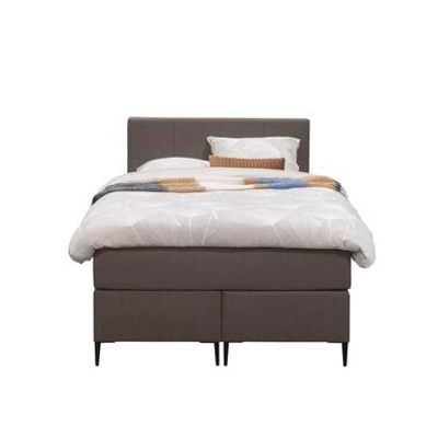 Boxspring Liv geblokt - donkerbruin - 120x200 cm - slanke poot - Leen Bakker