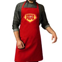Super papa barbeque schort / keukenschort rood voor heren   -