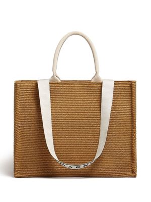 Marni sac cabas à plaque logo - Marron