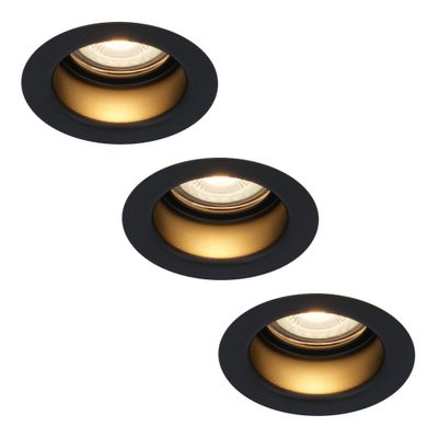 HOFTRONIC™ 3x Mari LED inbouwspot verzonken - 5 Watt - Warm wit 2700K - Verwisselbare GU10 - Dimbaar - voor binnen en buiten - Zwart