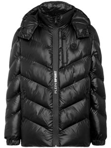 Plein Sport manteau matelassé à motif brodé - Noir