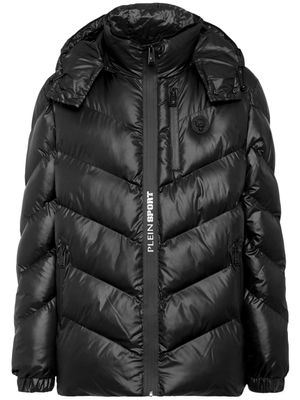 Plein Sport manteau matelassé à motif brodé - Noir