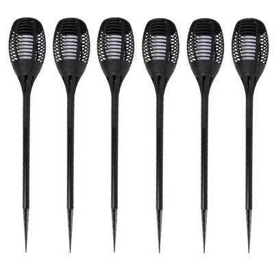 Lifetime Garden Solar LED tuinfakkels - Set van 6x stuks - zwart - 77 cm - Tuinverlichting