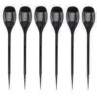 Lifetime Garden Solar LED tuinfakkels - Set van 6x stuks - zwart - 77 cm - Tuinverlichting