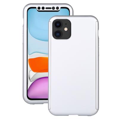 Voor iPhone 11 schokbestendige PC volledige dekking beschermhoes met gehard glas film (zilver)