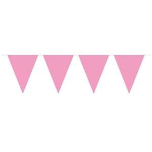 Party Vlaggenlijn puntvlaggetjes - 1x - kunststof - roze - 10 meter - Slinger - versiering