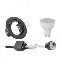 LED Spot Set - Aigi - Trion - GU10 Fitting - Inbouw Rond - Mat Zwart - 6W - Warm Wit 3000K - Kantelbaar Ø83mm - thumbnail