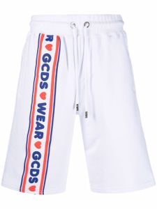 GCDS short de sport à bande logo - Blanc