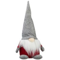 Pluche gnome/dwerg decoratie pop/knuffel met grijze muts 30 cm - Kerstman pop - thumbnail
