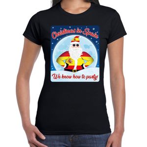 Fout kerstborrel Spanje t-shirt christmas in Spain zwart voor dames 2XL  -