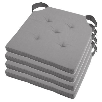 Stof Textile stoelkussen DUO - 4x - grijs - 38 x 38 x 4 cm - klittenband sluiting