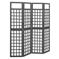 Kamerscherm/trellis met 4 panelen161x180 cm vurenhout zwart - thumbnail