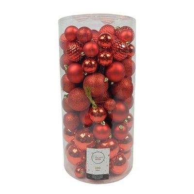 Kerstballen mix 100 stuks Kerstrood Kerst - Decoris
