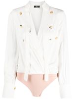 Elisabetta Franchi blouse satinée à plaque logo - Blanc