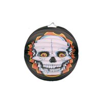 Ronde lampion 25 cm doodskop