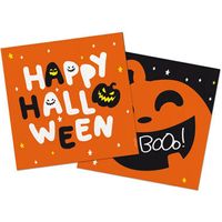 Halloween thema feest servetten - 20x - pompoen print - papier - 33 x 33 cm - thumbnail