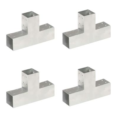 VidaXL Paalverbindingen 4 st t-vorm 71x71 mm gegalvaniseerd metaal
