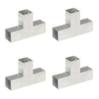 VidaXL Paalverbindingen 4 st t-vorm 71x71 mm gegalvaniseerd metaal