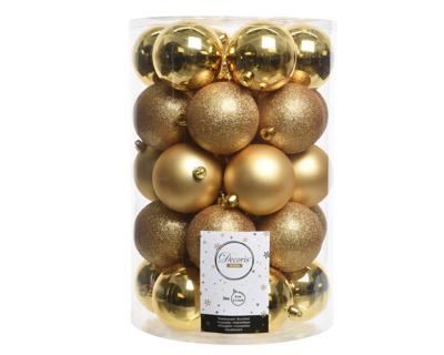 Kerstbal plastic mix dia8cm licht goud - Decoris