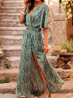 Loose Disty Floral Boho Dress With No - thumbnail