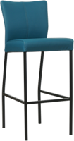 Blauwe leren moderne barkruk Revolt - poot vierkant zwart - Hermes Leer Turquoise (blauw leer)