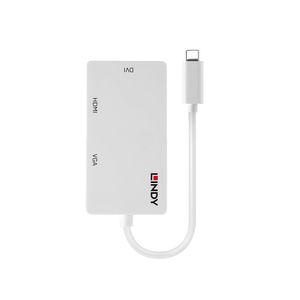 Lindy 43273 kabeladapter/verloopstukje USB-C HDMI/DVI/VGA Wit