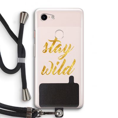 Stay wild: Pixel 3 Transparant Hoesje met koord