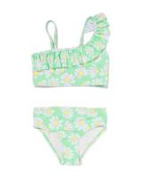 HEMA Kinder Bikini Asymmetrisch Met Bloemen Groen (groen) - thumbnail