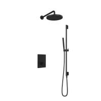 Hotbath Cobber Inbouw Regendoucheset Thermostaatkraan Met 2 Pushbuttons Vierkant, Wandarm, Hoofddouche 30cm, Staafhanddouche En Glijstang Mat Zwart - thumbnail