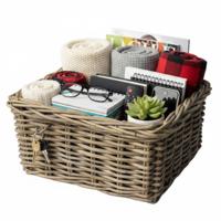 VD Leeden Opbergmand Klassiek - bruin - 30 x 30 x 15 cm - rotan - gevlochten riet