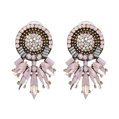 Bruiloft kleurrijke charme oorbellen vrouwen vrouwelijke mode glanzende sieraden statement Stud Oorbellen (licht roze)