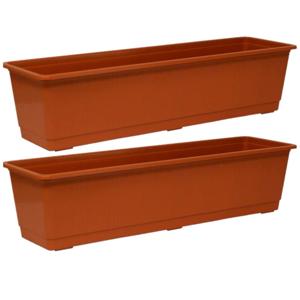 Plantenbak/bloembak - 4x - terra - rechthoekig - 60 x 17,5 x 14,5 cm