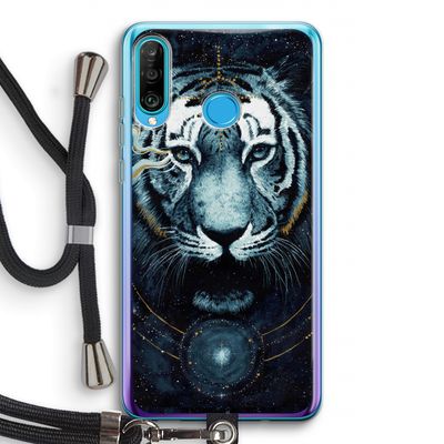 Darkness Tiger: Huawei P30 Lite Transparant Hoesje met koord