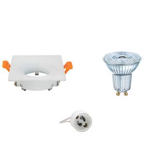 LED Spot Set - LEDVANCE Parathom PAR16 930 36D - GU10 Fitting - Dimbaar - Inbouw Vierkant - Mat Wit - 3.7W - Warm Wit 3000K - 85mm